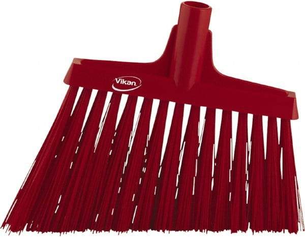 Vikan - 9-1/2" Wide, Red Synthetic Bristles, Angled Broom - Top Tool & Supply