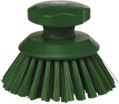 Vikan - 1-1/2" Bristle Length, Polyester Food Service Brush - 3-3/4" Long x 5" Wide Head, 5" OAL, Green, Polypropylene Block - Top Tool & Supply