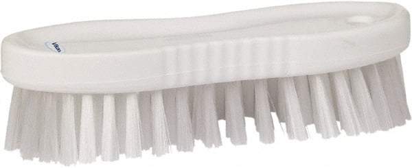 Vikan - 1" Bristle Length, Polyester Scrub Brush - 6-1/4" Long x 7" Wide Head, 7" OAL, White, Polypropylene Block - Top Tool & Supply