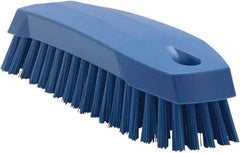 Vikan - 1" Bristle Length, Polyester Scrub Brush - 6-1/4" Long x 7" Wide Head, 7" OAL, Blue, Polypropylene Block - Top Tool & Supply