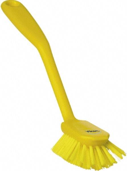 Vikan - 1" Bristle Length, Polyester Food Service Brush - 2-11/16" Long x 1" Wide Head, 10-1/2" OAL, Yellow, Polypropylene Block - Top Tool & Supply