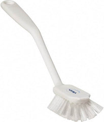 Vikan - 1" Bristle Length, Polyester Food Service Brush - 2-11/16" Long x 1" Wide Head, 10-1/2" OAL, White, Polypropylene Block - Top Tool & Supply