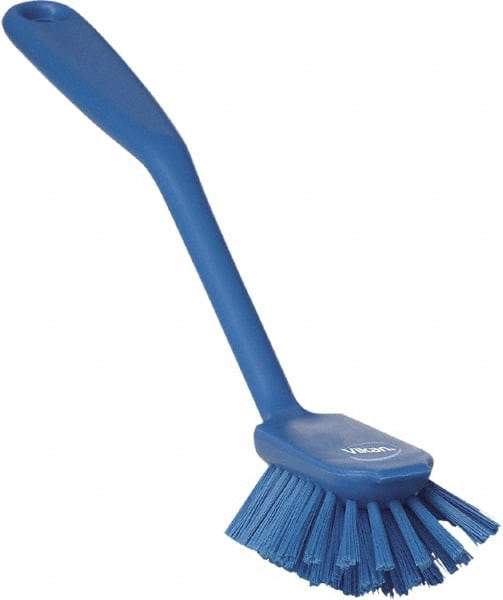 Vikan - 1" Bristle Length, Polyester Food Service Brush - 2-11/16" Long x 1" Wide Head, 10-1/2" OAL, Blue, Polypropylene Block - Top Tool & Supply