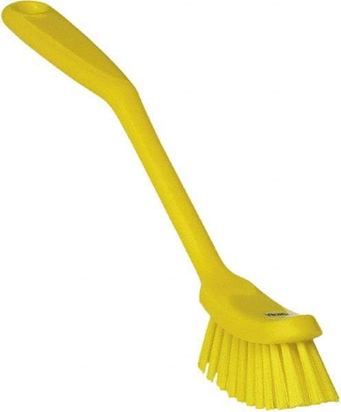 Vikan - 1" Bristle Length, Polyester Food Service Brush - 2-7/8" Long x 1" Wide Head, 11" OAL, Yellow, Polypropylene Block - Top Tool & Supply