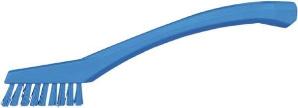 Vikan - 5/8" Bristle Length, Polyester Food Service Brush - 2-5/16" Long x 1/2" Wide Head, 8" OAL, Blue, Polypropylene Block - Top Tool & Supply