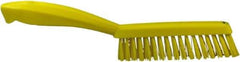 Vikan - 1.3" Bristle Length, Polyester Scrub Brush - 5-7/8" Long x 0.8" Wide Head, 11.2" OAL, Yellow, Polypropylene Block - Top Tool & Supply