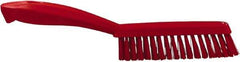 Vikan - 1.3" Bristle Length, Polyester Scrub Brush - 5-7/8" Long x 0.8" Wide Head, 11.2" OAL, Red, Polypropylene Block - Top Tool & Supply