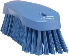 Vikan - 1.3" Bristle Length, Polyester Utility Scrub Brush - 7" Long x 3" Wide Head, 8" OAL, Blue, Polypropylene Block - Top Tool & Supply