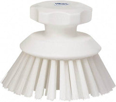 Vikan - 1-1/2" Bristle Length, Polyester Food Service Brush - 3-3/4" Long x 5" Wide Head, 5" OAL, White, Polypropylene Block - Top Tool & Supply