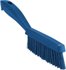 Vikan - 1.3" Bristle Length, Polyester Scrub Brush - 5-7/8" Long x 0.8" Wide Head, 11.2" OAL, Blue, Polypropylene Block - Top Tool & Supply