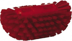 Vikan - 1-1/2" Bristle Length, Polyester Utility Scrub Brush - 5-1/2" Wide Head, 8" OAL, European Threaded Handle, Red, Polypropylene Block - Top Tool & Supply