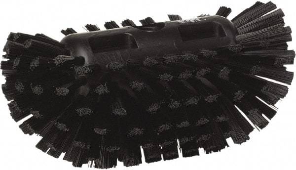 Vikan - 1-1/2" Bristle Length, Polyester Utility Scrub Brush - 5-1/2" Wide Head, 8" OAL, European Threaded Handle, Black, Polypropylene Block - Top Tool & Supply