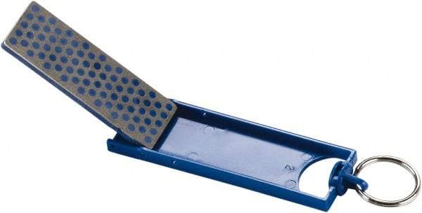 Lenox - 3" OAL Medium Retractable Sharpener Diamond File - 1" Wide x 1/4" Thick, 3 LOC, Blue - Top Tool & Supply