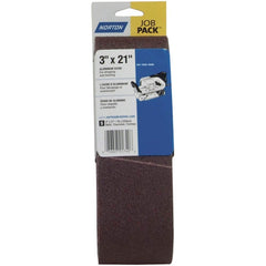 Norton - 3" Wide x 21" OAL, 220 Grit, Aluminum Oxide Abrasive Belt - Top Tool & Supply