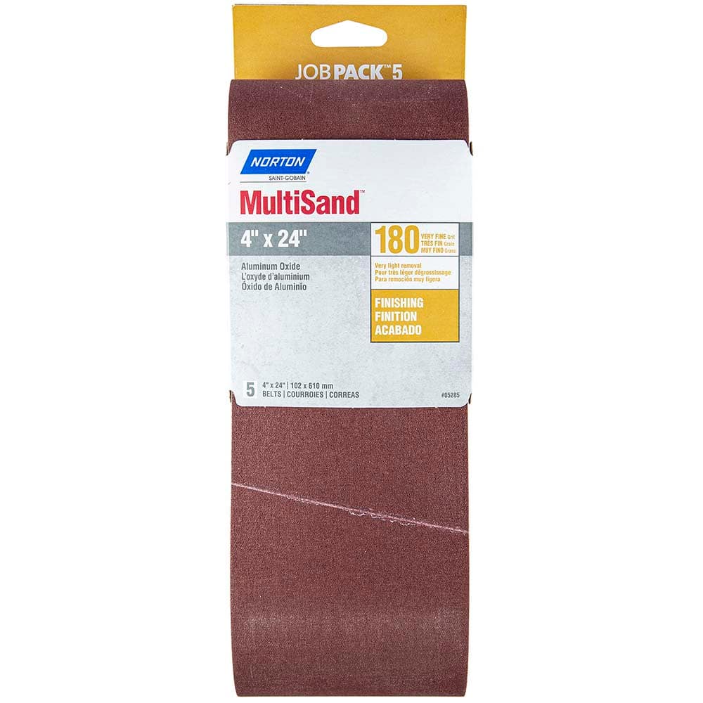 Norton - 4" Wide x 24" OAL, 180 Grit, Aluminum Oxide Abrasive Belt - Top Tool & Supply