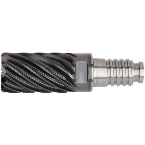 Kennametal - 25" Diam, 37.5mm LOC, 19 Flute 5mm Corner Radius End Mill Head - Solid Carbide, AlTiN Finish, Duo-Lock 25 Connection, Spiral Flute, 36° Helix - Top Tool & Supply