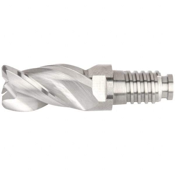 Kennametal - 16" Diam, 24mm LOC, 3 Flute 4mm Corner Radius End Mill Head - Solid Carbide, Uncoated, Duo-Lock 16 Connection, Spiral Flute, 38° Helix, Centercutting - Top Tool & Supply