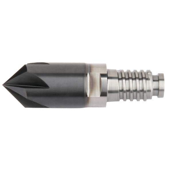 Kennametal - 10mm Diam, 2mm LOC, 4mm Chamfer Width, 4 Flute 60° Corner Chamfer - Solid Carbide, AlTiN Finish, Duo-Lock 10 Connection, Spiral Flute, 0° Helix - Top Tool & Supply