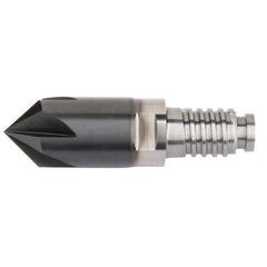 Kennametal - 12mm Diam, 3mm LOC, 5mm Chamfer Width, 5 Flute 60° Corner Chamfer - Solid Carbide, AlTiN Finish, Duo-Lock 12 Connection, Spiral Flute, 0° Helix - Top Tool & Supply