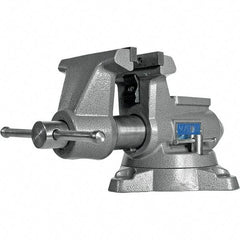 Wilton - 5-1/2" Jaw Width, 5" Opening Capacity, 3-5/8" Throat Depth, Iron Swivel Bench Vise - Double Lockdown Base Attachment, Anvil, 17-45/64" Long x 10-39/64" Wide x 8-13/32" High - Top Tool & Supply