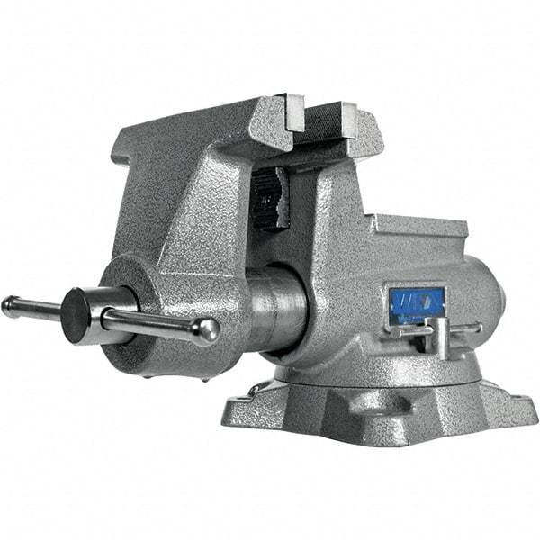 Wilton - 6-1/2" Jaw Width, 6-1/2" Opening Capacity, 4-3/8" Throat Depth, Iron Swivel Bench Vise - Double Lockdown Base Attachment, Anvil, 19-19/64" Long x 11" Wide x 9-13/32" High - Top Tool & Supply