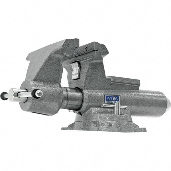 Wilton - 10" Jaw Width, 12" Opening Capacity, 5-1/4" Throat Depth, Iron Swivel Bench Vise - Double Lockdown Base Attachment, Anvil, 28-45/64" Long x 12-39/64" Wide x 11-51/64" High - Top Tool & Supply