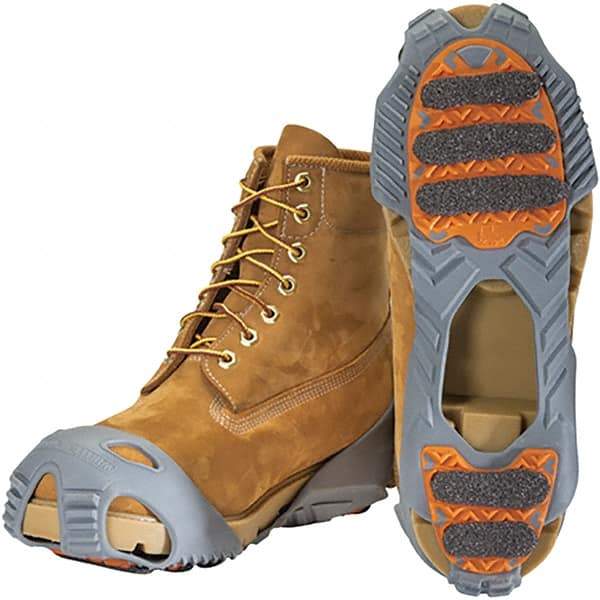 Winter Walking - Size 13.5-16, Overshoe Cleat - Grit Traction, Orange & Gray - Top Tool & Supply