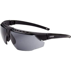 Uvex - Gray Lenses, Framed Safety Glasses - Anti-Fog, Black Frame, Adjustable Temples, Size Universal, Wrap Around - Top Tool & Supply