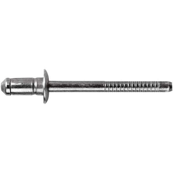 STANLEY Engineered Fastening - Size 6 Dome Head Steel Open End Blind Rivet - Steel Mandrel, 0.1378" to 0.2362" Grip, 3/16" Head Diam, 0.1929" to 0.2008" Hole Diam, 3.2" Body Diam - Top Tool & Supply