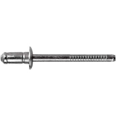 STANLEY Engineered Fastening - Size 6 Dome Head Steel Open End Blind Rivet - Steel Mandrel, 0.1378" to 0.2362" Grip, 3/16" Head Diam, 0.1929" to 0.2008" Hole Diam, 3.2" Body Diam - Top Tool & Supply