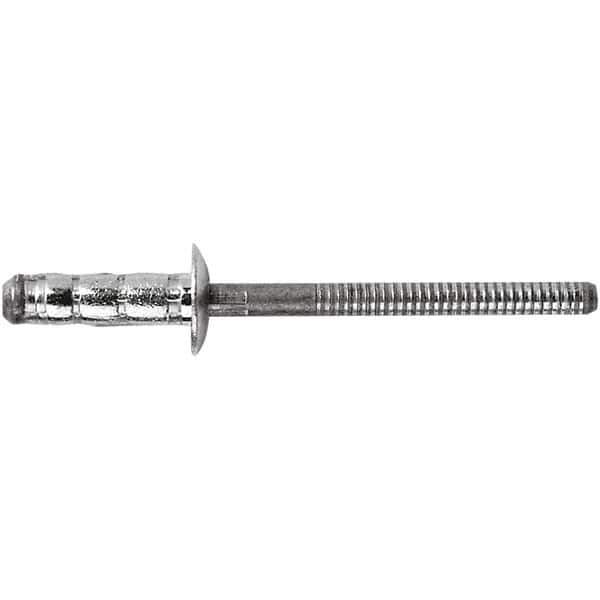 STANLEY Engineered Fastening - Size 6 Dome Head Steel Multi Grip Blind Rivet - Steel Mandrel, 1/4" to 1/2" Grip, 3/16" Head Diam, 0.1921" to 0.1961" Hole Diam, 3" Body Diam - Top Tool & Supply