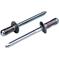 STANLEY Engineered Fastening - Size 6 Large Flange Head Aluminum Open End Blind Rivet - Steel Mandrel, 0.063" to 0.252" Grip, 3/16" Head Diam, 0.1929" to 0.1988" Hole Diam, 2.83" Body Diam - Top Tool & Supply