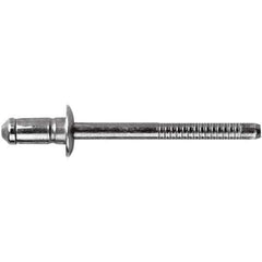 STANLEY Engineered Fastening - Size 6 Dome Head Steel Open End Blind Rivet - Steel Mandrel, 0.0591" to 0.1378" Grip, 3/16" Head Diam, 0.1929" to 0.2008" Hole Diam, 3.2" Body Diam - Top Tool & Supply