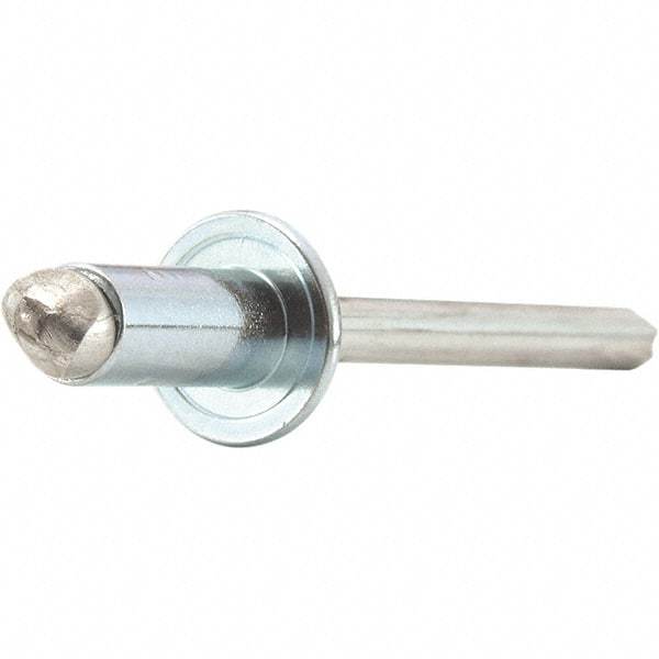 STANLEY Engineered Fastening - Size 6 Dome Head Steel Open End Blind Rivet - Steel Mandrel, 0.188" to 1/4" Grip, 3/16" Head Diam, 0.192" to 0.196" Hole Diam, 0.116" Body Diam - Top Tool & Supply