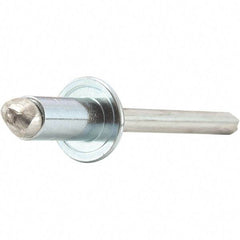 STANLEY Engineered Fastening - Size 5 Dome Head Steel Open End Blind Rivet - Steel Mandrel, 0.126" to 0.187" Grip, 5/32" Head Diam, 0.16" to 0.164" Hole Diam, 0.097" Body Diam - Top Tool & Supply