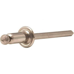 STANLEY Engineered Fastening - Size 5 Dome Head Stainless Steel Open End Blind Rivet - Steel Mandrel, 0.188" to 1/4" Grip, 5/32" Head Diam, 0.16" to 0.164" Hole Diam, 0.097" Body Diam - Top Tool & Supply