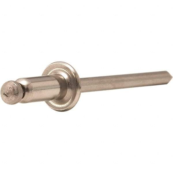 STANLEY Engineered Fastening - Size 5 Dome Head Stainless Steel Open End Blind Rivet - Steel Mandrel, 0.063" to 1/8" Grip, 5/32" Head Diam, 0.16" to 0.164" Hole Diam, 0.097" Body Diam - Top Tool & Supply