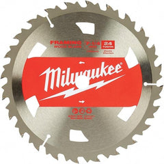 Milwaukee Tool - 7-1/4" Diam, 5/8" Arbor Hole Diam, 24 Tooth Wet & Dry Cut Saw Blade - Tungsten Carbide-Tipped, Framing Action, Standard Round Arbor - Top Tool & Supply