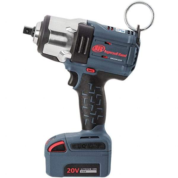 Ingersoll-Rand - 1/2" Drive 20 Volt Pistol Grip Cordless Impact Wrench & Ratchet - 0 to 1,900 RPM, 0 to 2,450 BPM, 1,500 Ft/Lb Torque, Lithium-Ion Batteries - Top Tool & Supply