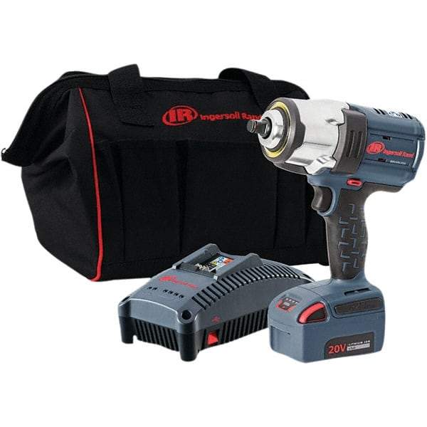 Ingersoll-Rand - 1/2" Drive 20 Volt Pistol Grip Cordless Impact Wrench & Ratchet - 0 to 1,900 RPM, 0 to 2,450 BPM, 1,500 Ft/Lb Torque, 1 Lithium-Ion Battery - Top Tool & Supply