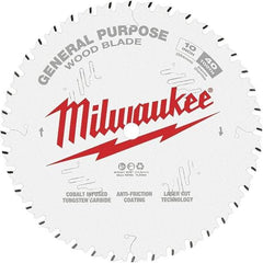 Milwaukee Tool - 10" Diam, 5/8" Arbor Hole Diam, 40 Tooth Wet & Dry Cut Saw Blade - Tungsten Carbide-Tipped, General Purpose Action, Standard Round Arbor - Top Tool & Supply