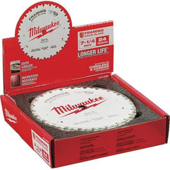 Milwaukee Tool - 7-1/4" Diam, 5/8" Arbor Hole Diam, 24 Tooth Wet & Dry Cut Saw Blade - Tungsten Carbide-Tipped, Framing Action, Standard Round Arbor - Top Tool & Supply