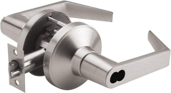 PDQ - Heavy Duty Entrance Lever Lockset - 2-3/4" Back Set, Small Format I/C Less Cylinder, Zinc, Antimicrobial Coated, Satin Chrome Plated Finish - Top Tool & Supply