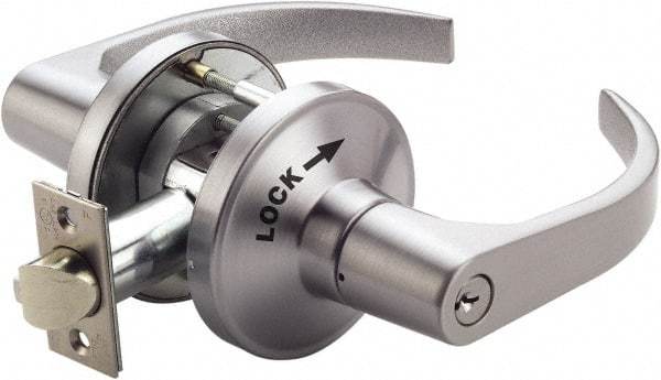 PDQ - Heavy Duty Classroom Intruder Lever Lockset - 2-3/4" Back Set, Small Format I/C Less Cylinder, Zinc, Antimicrobial Coated, Satin Chrome Plated Finish - Top Tool & Supply