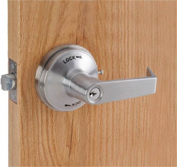 PDQ - Heavy Duty Classroom Intruder Lever Lockset - 2-3/4" Back Set, Small Format I/C Less Cylinder, Zinc, Satin Chrome Plated Finish - Top Tool & Supply