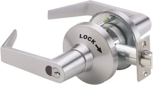 PDQ - Heavy Duty Classroom Intruder Lever Lockset - 2-3/4" Back Set, Small Format I/C Less Cylinder, Zinc, Antimicrobial Coated, Satin Chrome Plated Finish - Top Tool & Supply