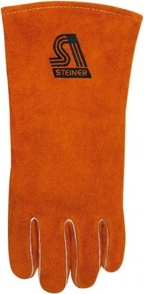 Steiner - Size L Cotton/Foam Lined Cowhide Welding Glove - 14" OAL, Gauntlet Cuff, Wing Thumb, Thumb Strap, For Stick/Arc - Top Tool & Supply