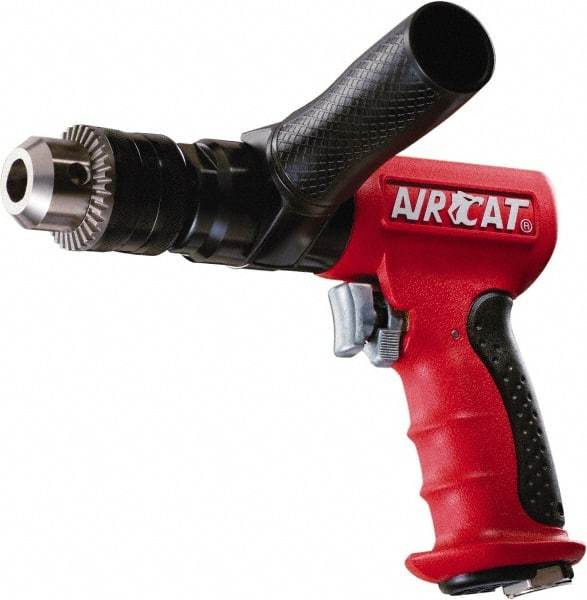 AIRCAT - 1/2" Reversible Keyed Chuck - Pistol Grip Handle, 400 RPM, 6 CFM, 0.625 hp, 90 psi - Top Tool & Supply