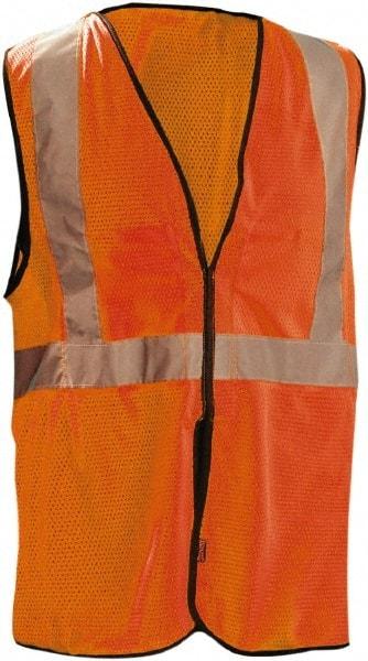 OccuNomix - Size 4X/5XL High Visibility Orange Mesh Breakaway Vest - ANSI 107-2010, Hook & Loop Closure, 2 Pockets, Polyester - Top Tool & Supply