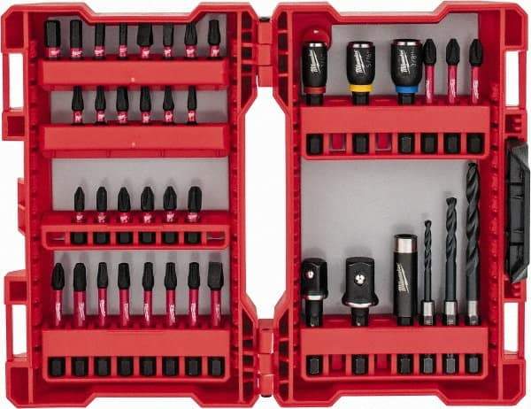 Milwaukee Tool - 40 Piece, Bit Set - 1/8 to 1/4" Hex, Phillips, Slotted, Torx, Square Point - Top Tool & Supply